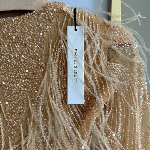 NWT Rachel Gilbert Embellished Feather Mini Dress - Picture 6 of 7